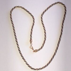 Trifari Gold Tone and Black Twisted Rope Chain Necklace